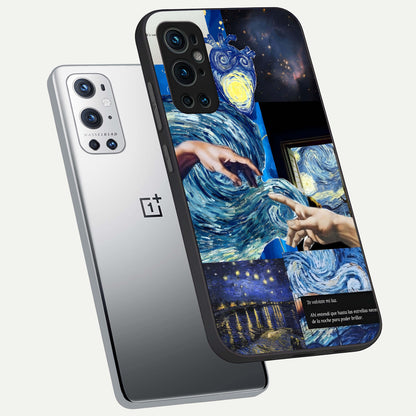  Aesthetic Vando Hands phone case For OnePlus 9 Pro showing premium glass back cover with detailed artwork