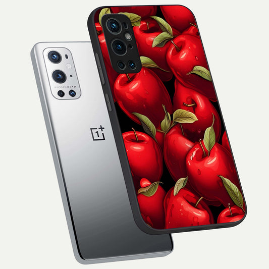  Apple Pattern phone case For OnePlus 9 Pro showing premium glass back cover with detailed artwork