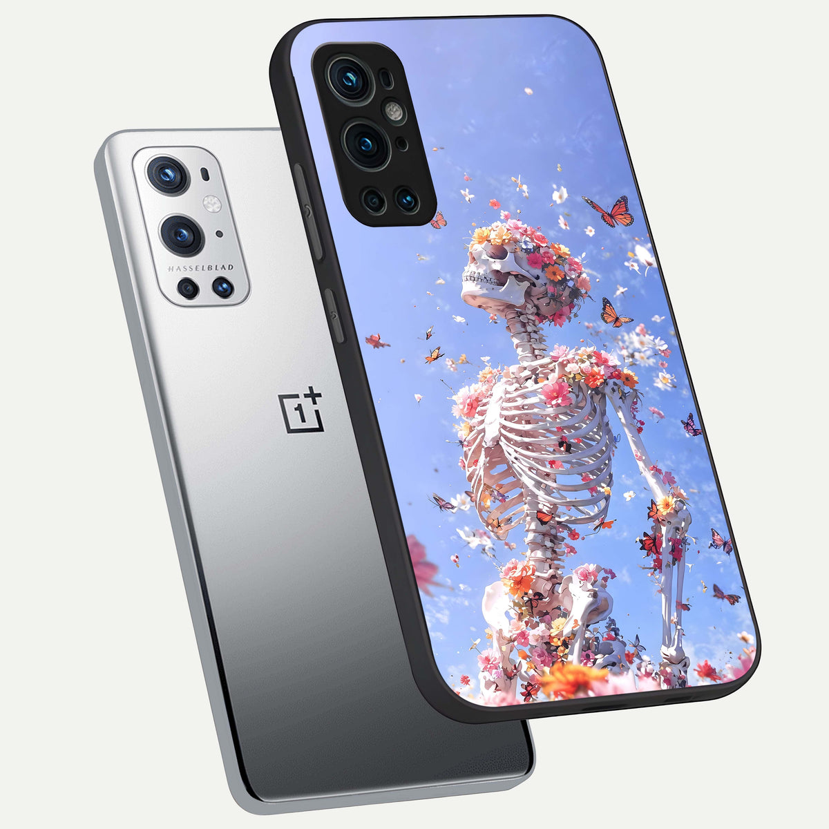  Bloom Beyond Bones phone case For OnePlus 9 Pro showing premium glass back cover with detailed artwork