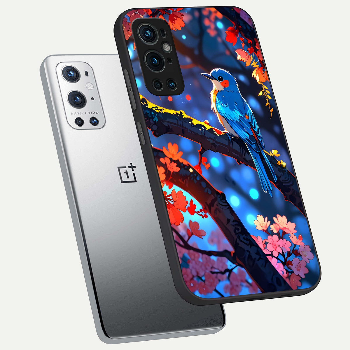  Blooming Water Drift phone case For OnePlus 9 Pro showing premium glass back cover with detailed artwork