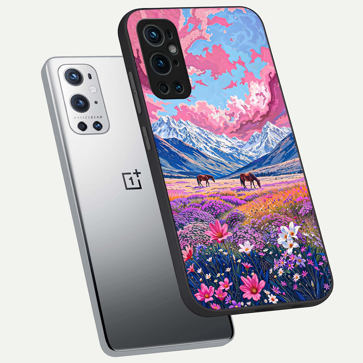  Blossom Valley Dream phone case For OnePlus 9 Pro showing premium glass back cover with detailed artwork