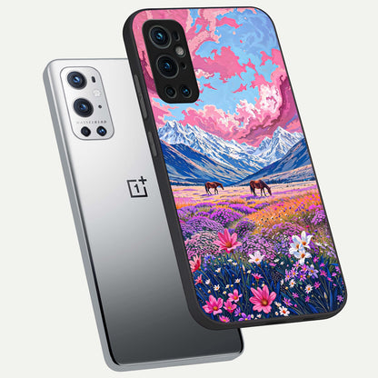  Blossom Valley Dream phone case For OnePlus 9 Pro showing premium glass back cover with detailed artwork
