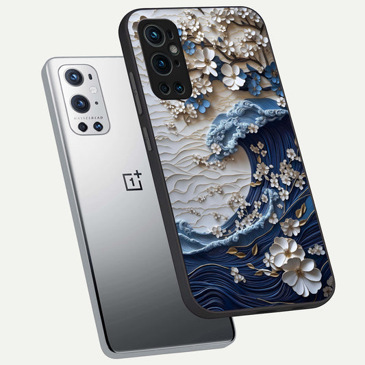  Blossom Wave Art phone case For OnePlus 9 Pro showing premium glass back cover with detailed artwork