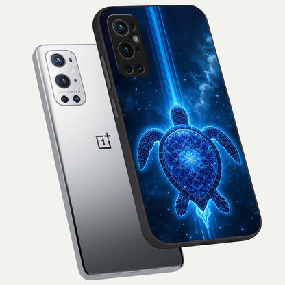  Blue Galaxy Turtle phone case For OnePlus 9 Pro showing premium glass back cover with detailed artwork