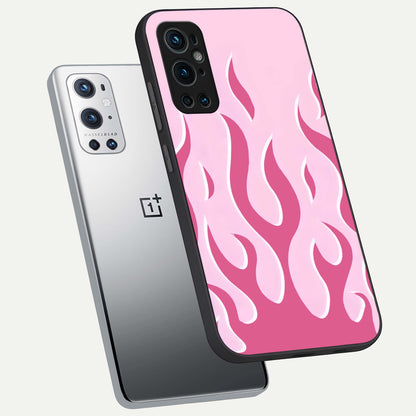  Blush Flame Energy phone case For OnePlus 9 Pro showing premium glass back cover with detailed artwork