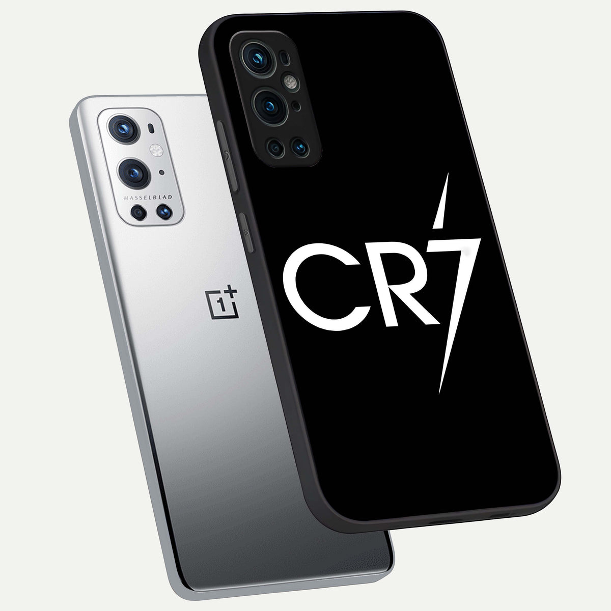  CR7 Elite Strike phone case For OnePlus 9 Pro showing premium glass back cover with detailed artwork
