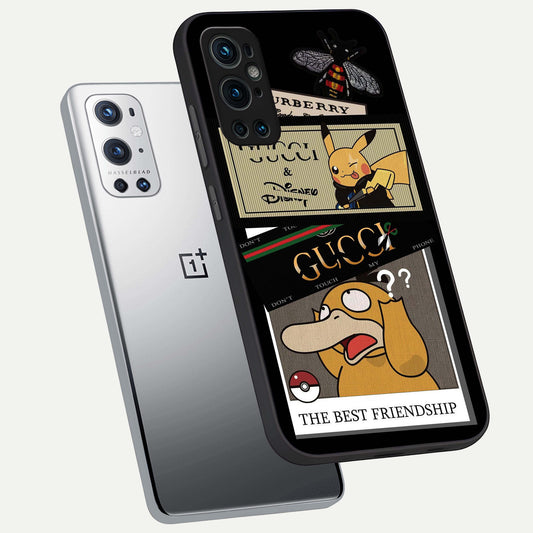  Cartoon Brand Play Mashup phone case For OnePlus 9 Pro showing premium glass back cover with detailed artwork