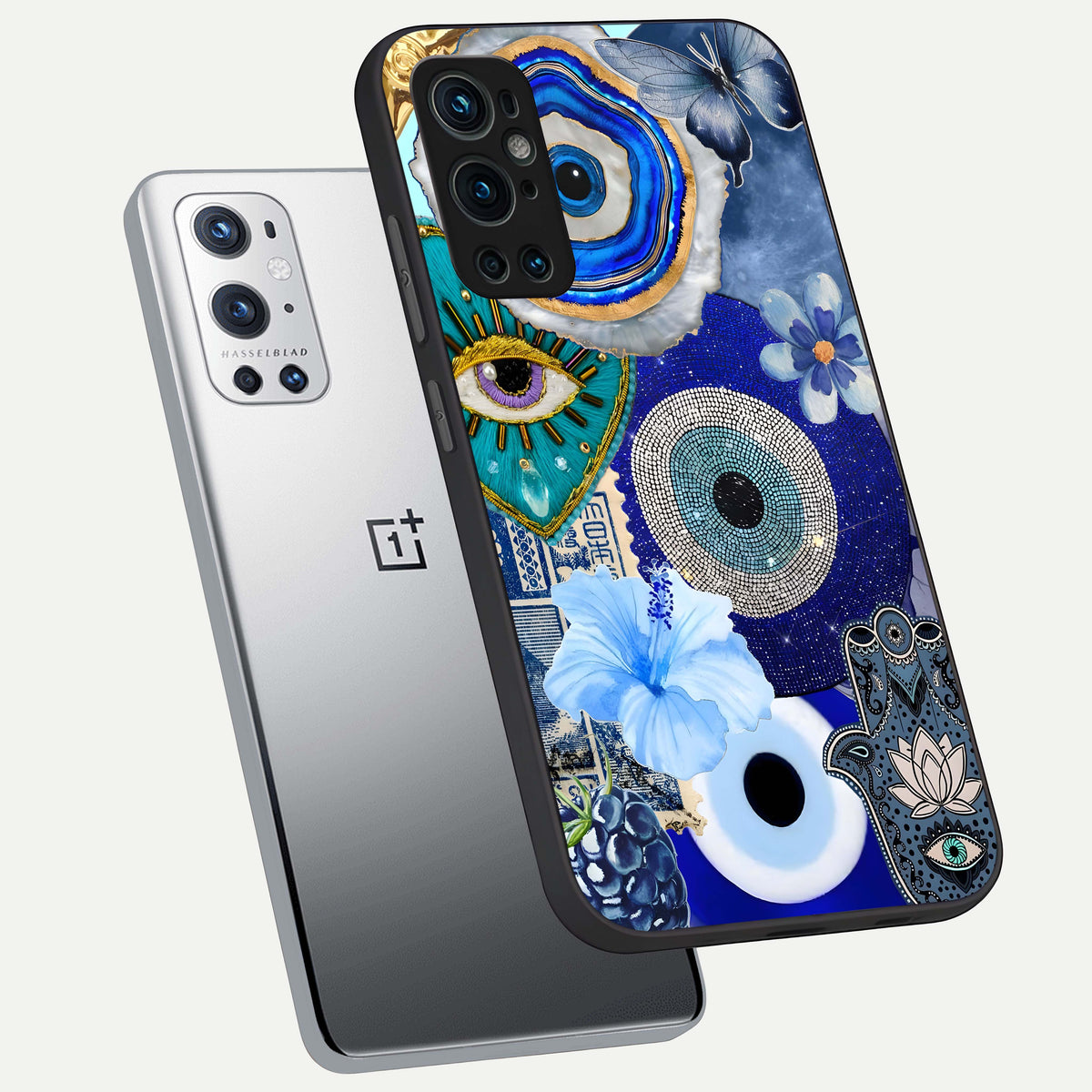  Celestial Blue Vision phone case For OnePlus 9 Pro showing premium glass back cover with detailed artwork