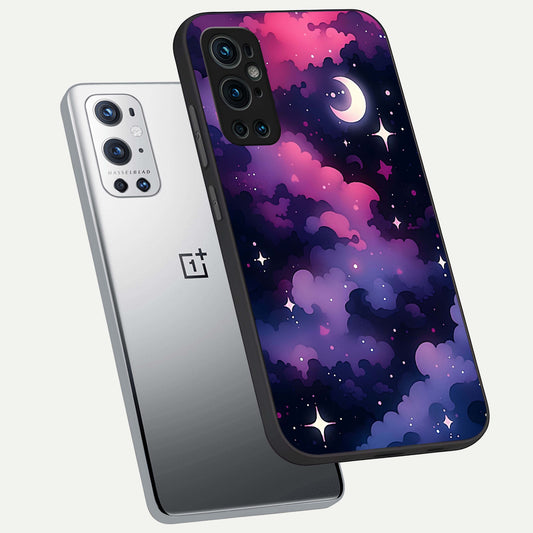  Celestial Moon Magic phone case For OnePlus 9 Pro showing premium glass back cover with detailed artwork