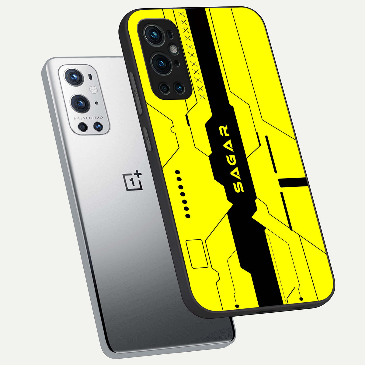  Circuit CYBERPUNK Custom Name phone case For OnePlus 9 Pro showing premium glass back cover with detailed artwork