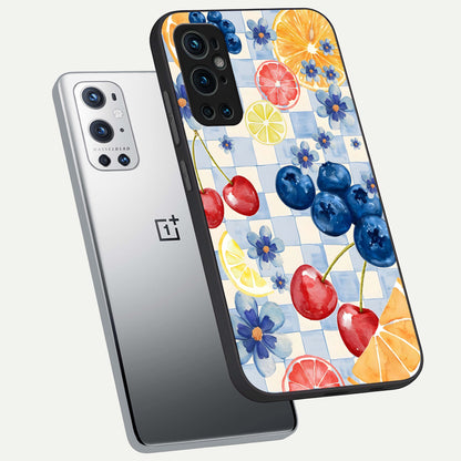  Citrus Bloom Joy phone case For OnePlus 9 Pro showing premium glass back cover with detailed artwork