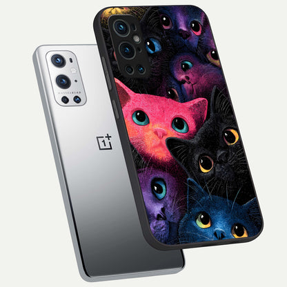 Cosmic Cats Dreams phone case For OnePlus 9 Pro showing premium glass back cover with detailed artwork