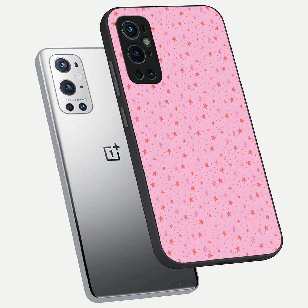  Cosmic Pink Sparkle phone case For OnePlus 9 Pro showing premium glass back cover with detailed artwork