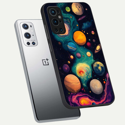  Cosmic Planet Journey phone case For OnePlus 9 Pro showing premium glass back cover with detailed artwork