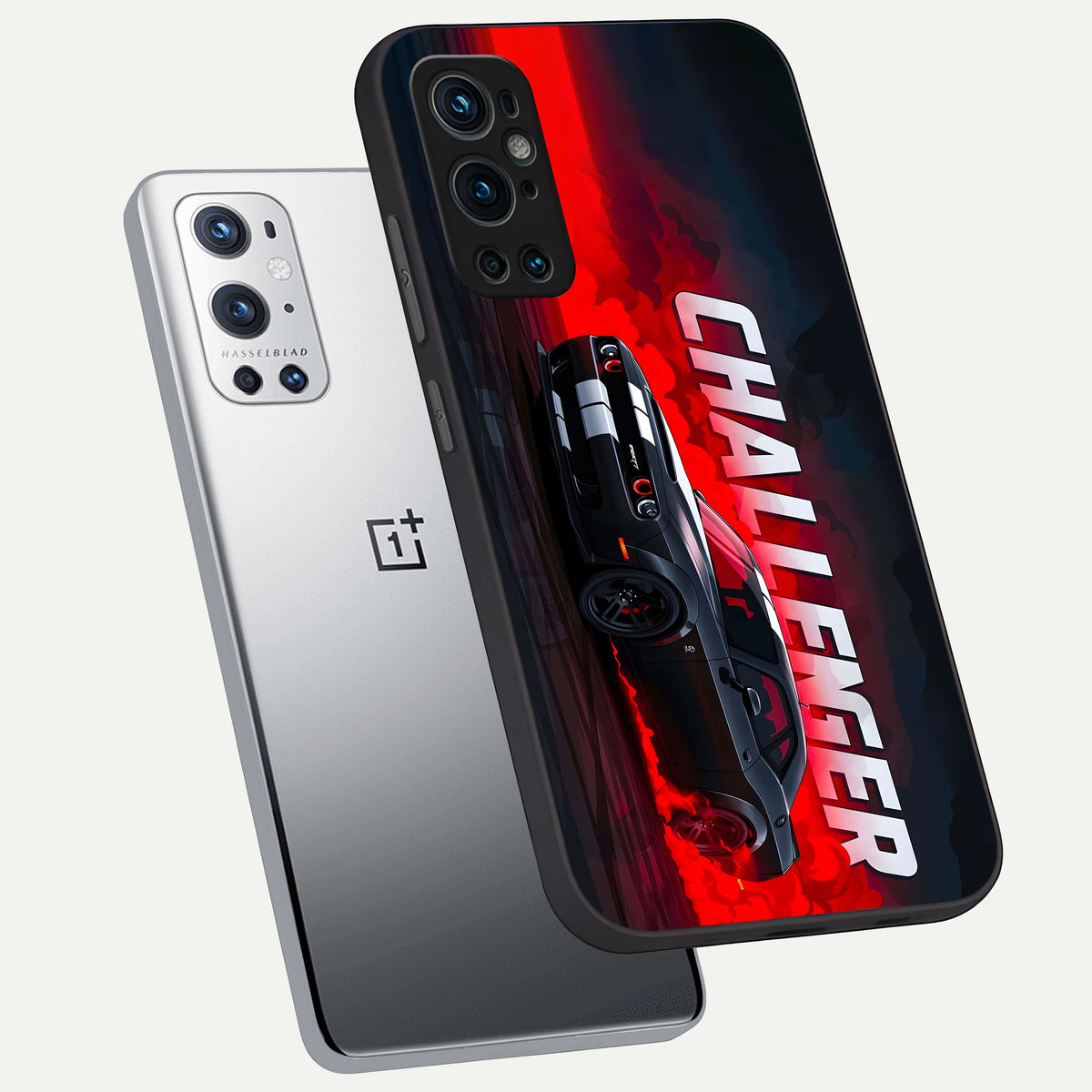  Crimson Challenger Fury phone case For OnePlus 9 Pro showing premium glass back cover with detailed artwork