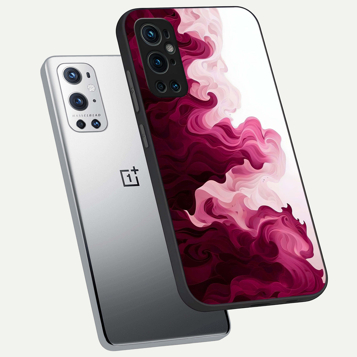  Crimson Wave Flow phone case For OnePlus 9 Pro showing premium glass back cover with detailed artwork