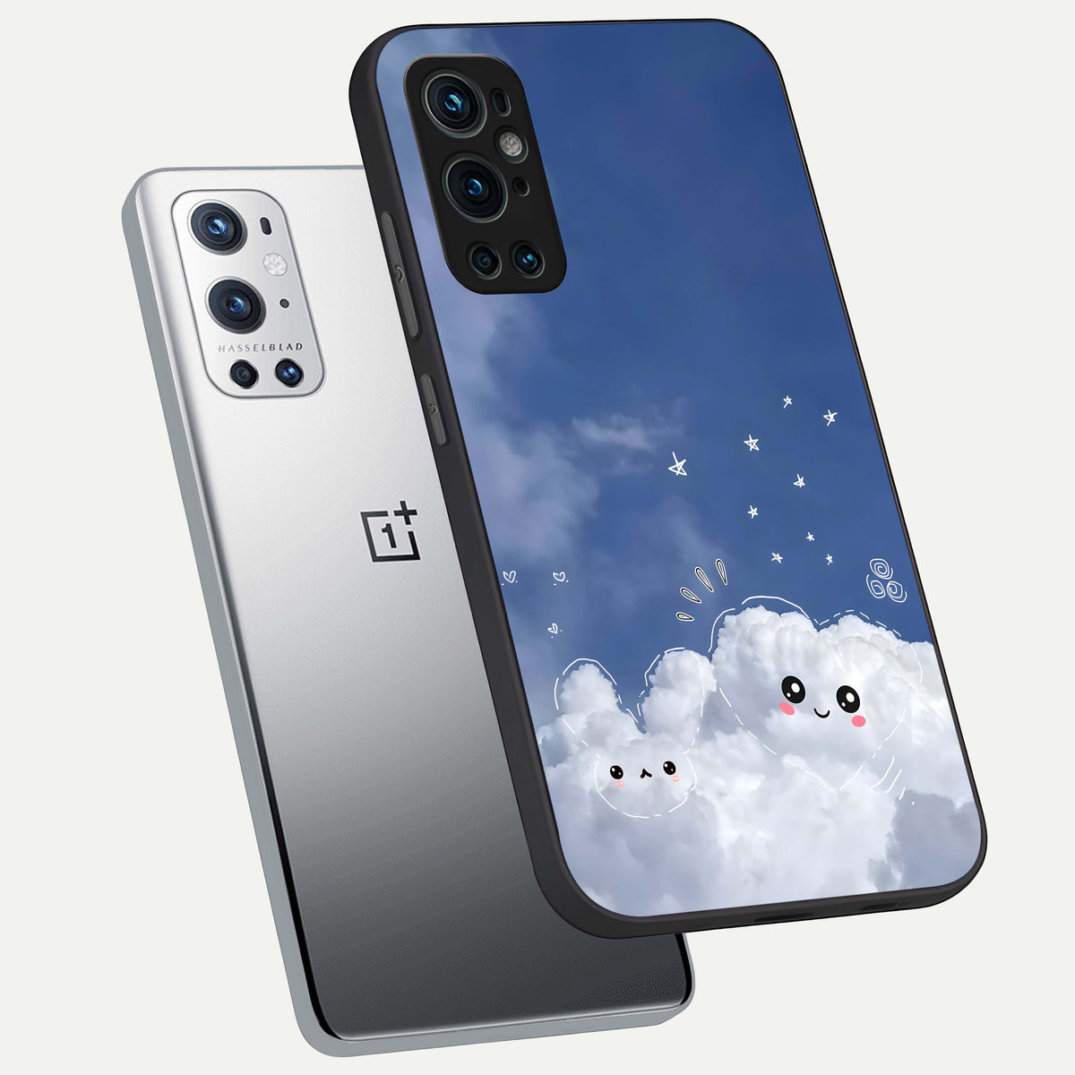  Cute Blossom Cloud phone case For OnePlus 9 Pro showing premium glass back cover with detailed artwork