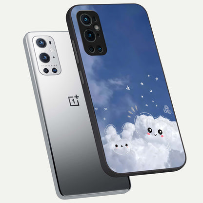  Cute Blossom Cloud phone case For OnePlus 9 Pro showing premium glass back cover with detailed artwork