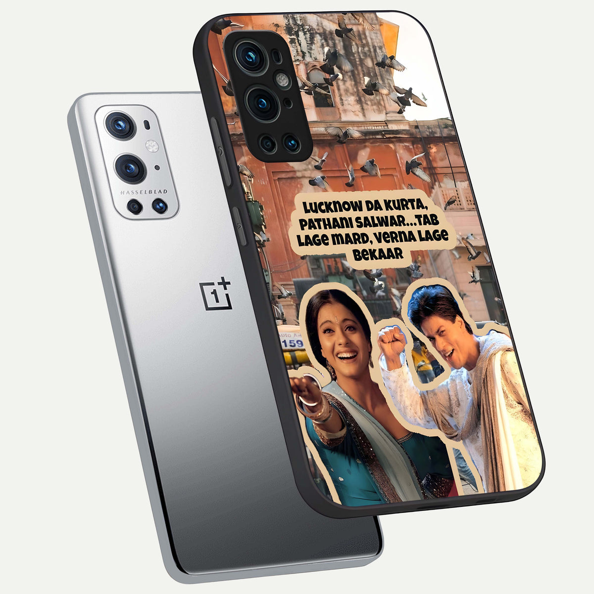 Desi Retro Vibes phone case For OnePlus 9 Pro showing premium glass back cover with detailed artwork
