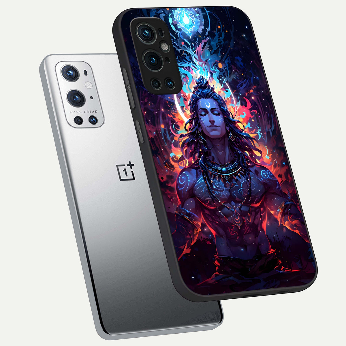  Divine Fire Shiv phone case For OnePlus 9 Pro showing premium glass back cover with detailed artwork
