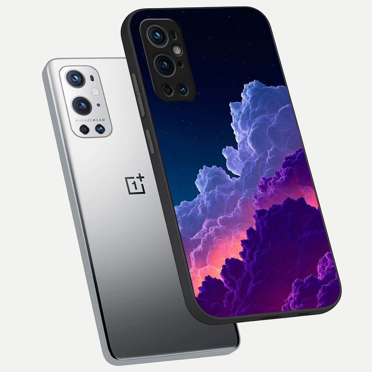  Dreamy Cloud Skies phone case For OnePlus 9 Pro showing premium glass back cover with detailed artwork