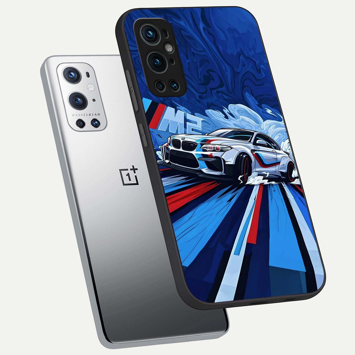  Drift Power Rush phone case For OnePlus 9 Pro showing premium glass back cover with detailed artwork