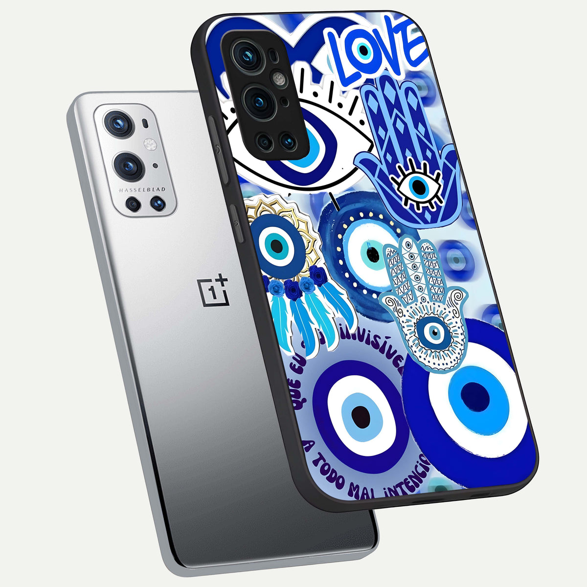  Evil Eyes Dream phone case For OnePlus 9 Pro showing premium glass back cover with detailed artwork