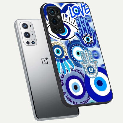  Evil Eyes Dream phone case For OnePlus 9 Pro showing premium glass back cover with detailed artwork