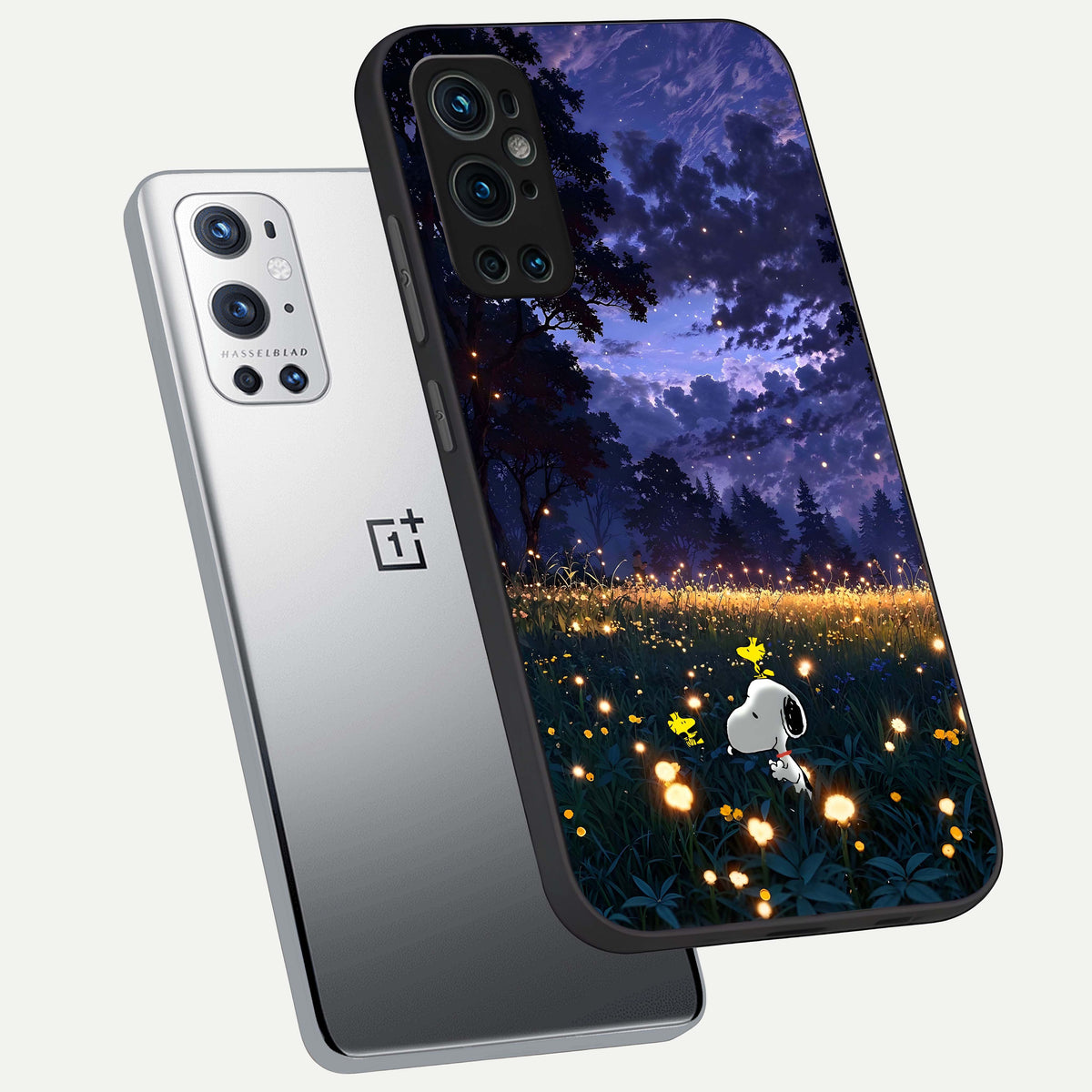  Firefly Meadow Magic phone case For OnePlus 9 Pro showing premium glass back cover with detailed artwork