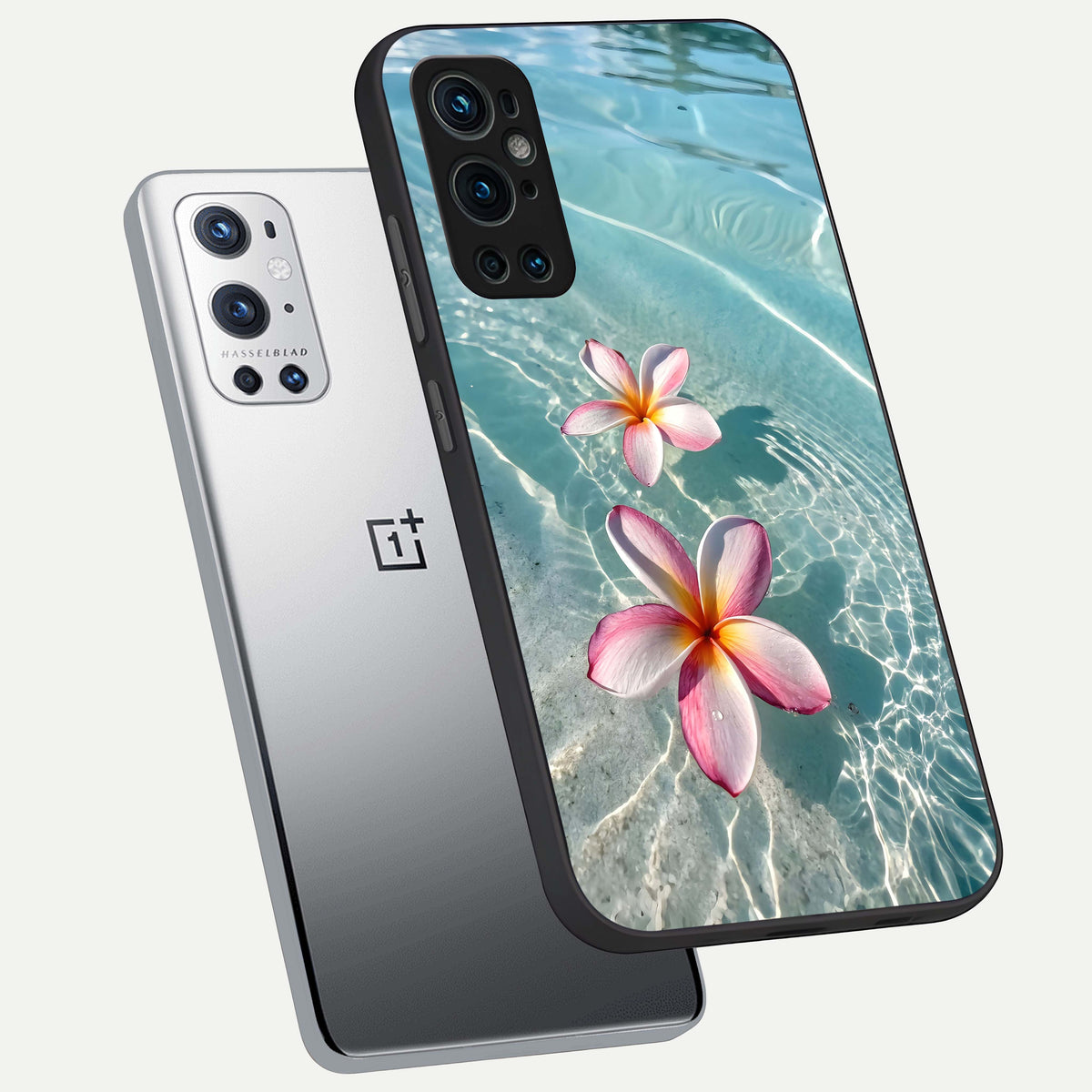  Floating Bloom Bliss phone case For OnePlus 9 Pro showing premium glass back cover with detailed artwork