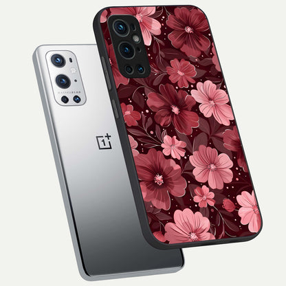  Flower Blush Bloom phone case For OnePlus 9 Pro showing premium glass back cover with detailed artwork