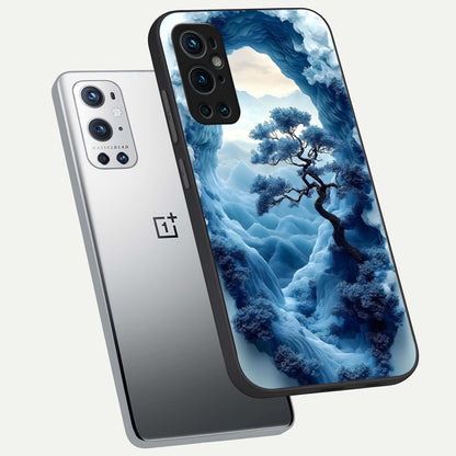  Frozen Serenity Gate phone case For OnePlus 9 Pro showing premium glass back cover with detailed artwork
