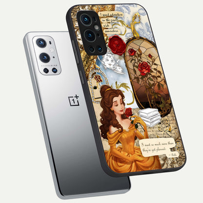  Golden Dream Belle phone case For OnePlus 9 Pro showing premium glass back cover with detailed artwork