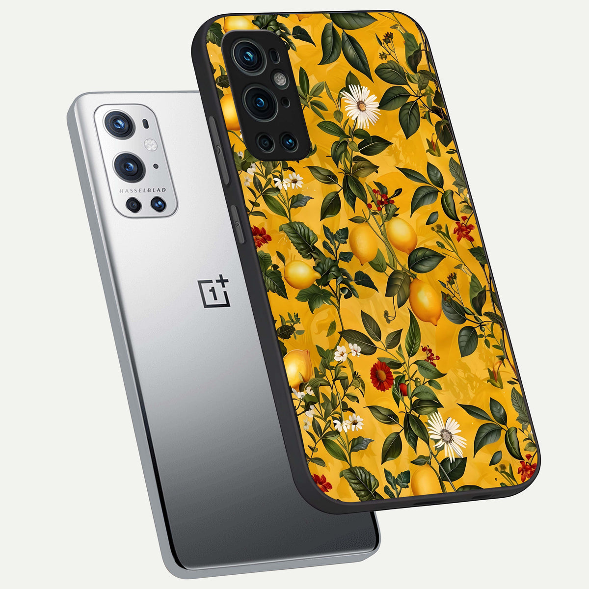 Golden Lemon Field phone case For OnePlus 9 Pro showing premium glass back cover with detailed artwork
