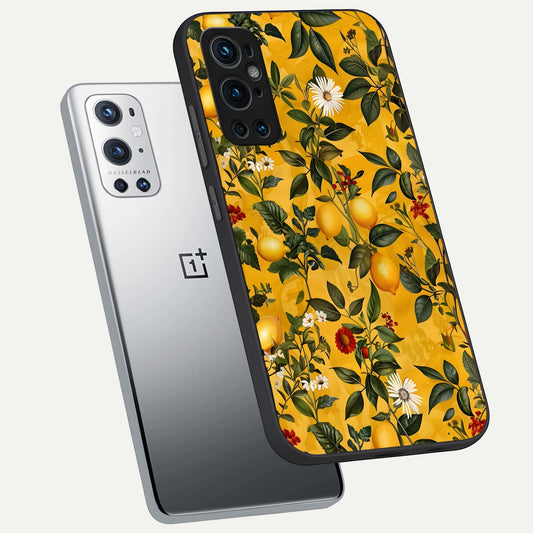  Golden Lemon Field phone case For OnePlus 9 Pro showing premium glass back cover with detailed artwork