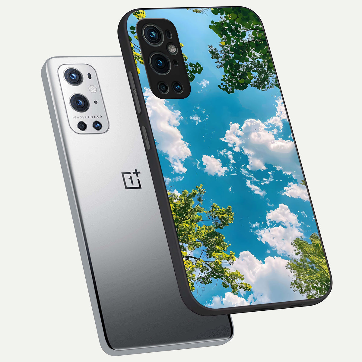  Green Moon Energy phone case For OnePlus 9 Pro showing premium glass back cover with detailed artwork