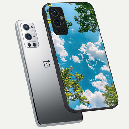  Green Moon Energy phone case For OnePlus 9 Pro showing premium glass back cover with detailed artwork