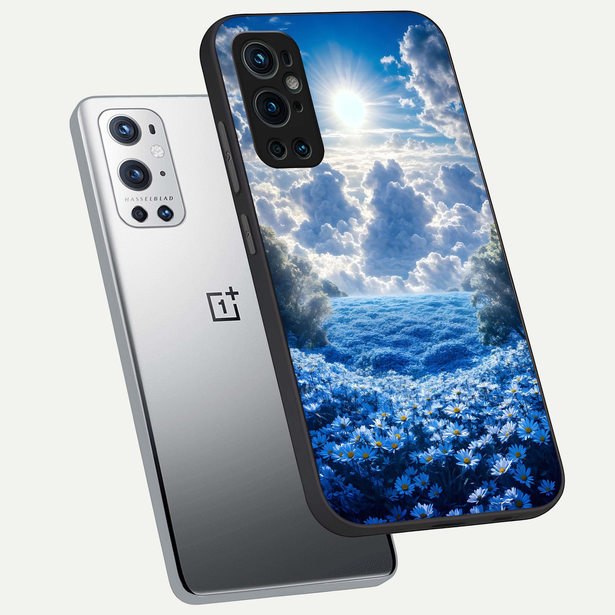  Heavenly Daisy Horizon phone case For OnePlus 9 Pro showing premium glass back cover with detailed artwork