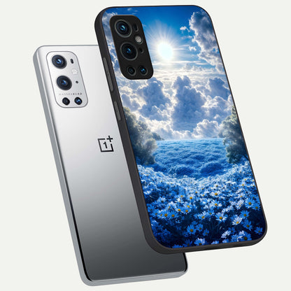  Heavenly Daisy Horizon phone case For OnePlus 9 Pro showing premium glass back cover with detailed artwork