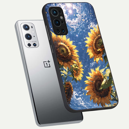  Heavenly Sunflower Rise phone case For OnePlus 9 Pro showing premium glass back cover with detailed artwork