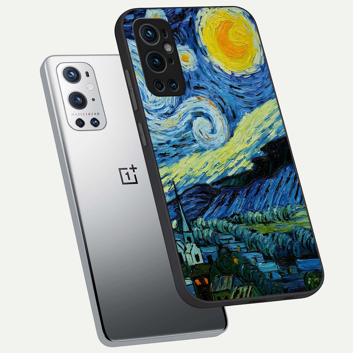  Inspired Van Gogh Art phone case For OnePlus 9 Pro showing premium glass back cover with detailed artwork