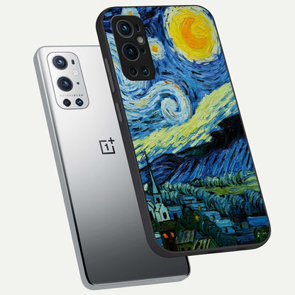  Inspired Van Gogh Art phone case For OnePlus 9 Pro showing premium glass back cover with detailed artwork