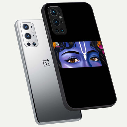  Krishna Eye phone case For OnePlus 9 Pro showing premium glass back cover with detailed artwork