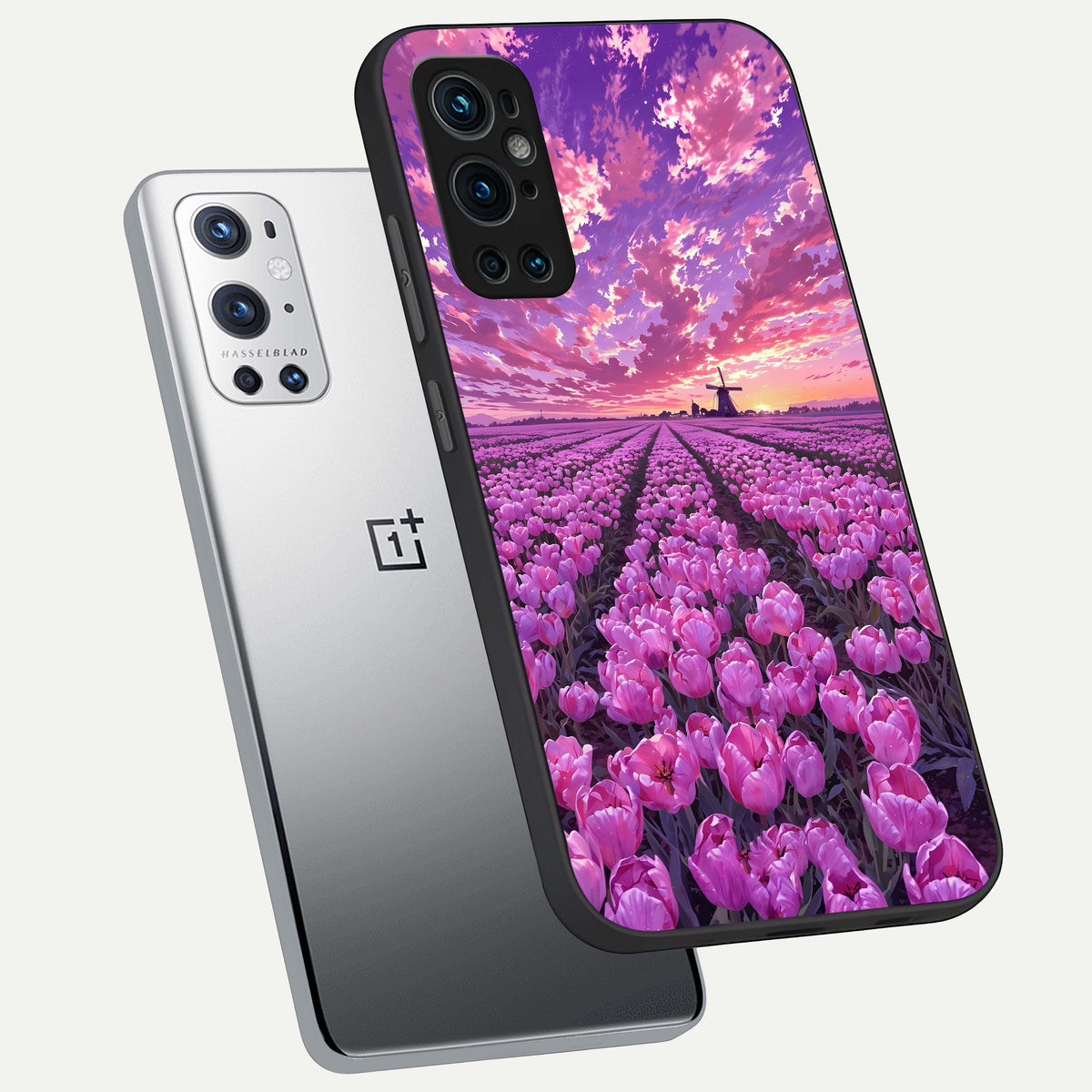  Lavender Dream Skies phone case For OnePlus 9 Pro showing premium glass back cover with detailed artwork