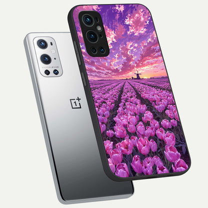  Lavender Dream Skies phone case For OnePlus 9 Pro showing premium glass back cover with detailed artwork