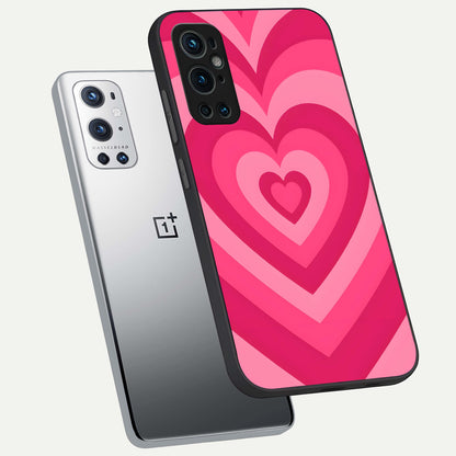  Layered Love Hearts phone case For OnePlus 9 Pro showing premium glass back cover with detailed artwork