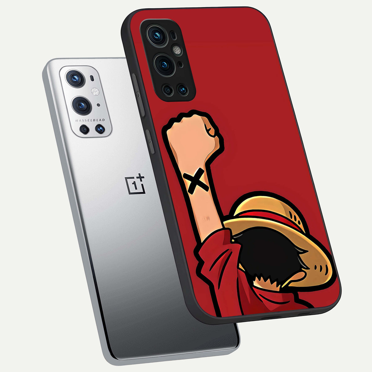  Luffy X Spirit phone case For OnePlus 9 Pro showing premium glass back cover with detailed artwork