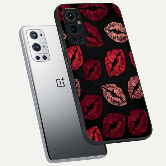  Midnight Kiss Love phone case For OnePlus 9 Pro showing premium glass back cover with detailed artwork