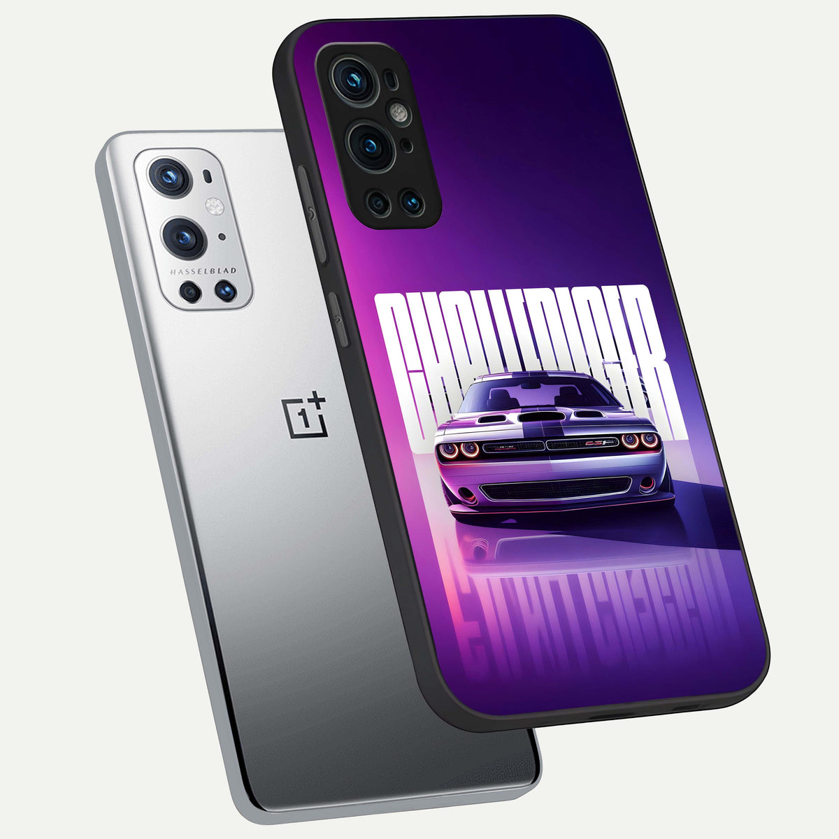  Midnight Muscle Ride phone case For OnePlus 9 Pro showing premium glass back cover with detailed artwork