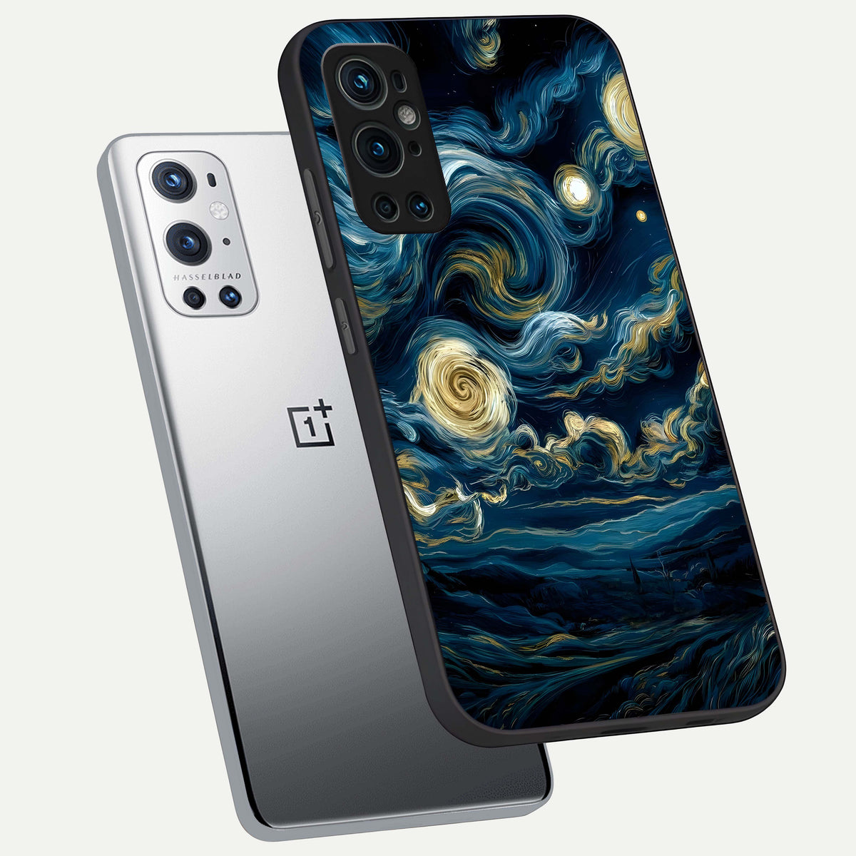  Midnight Sky Whirl phone case For OnePlus 9 Pro showing premium glass back cover with detailed artwork